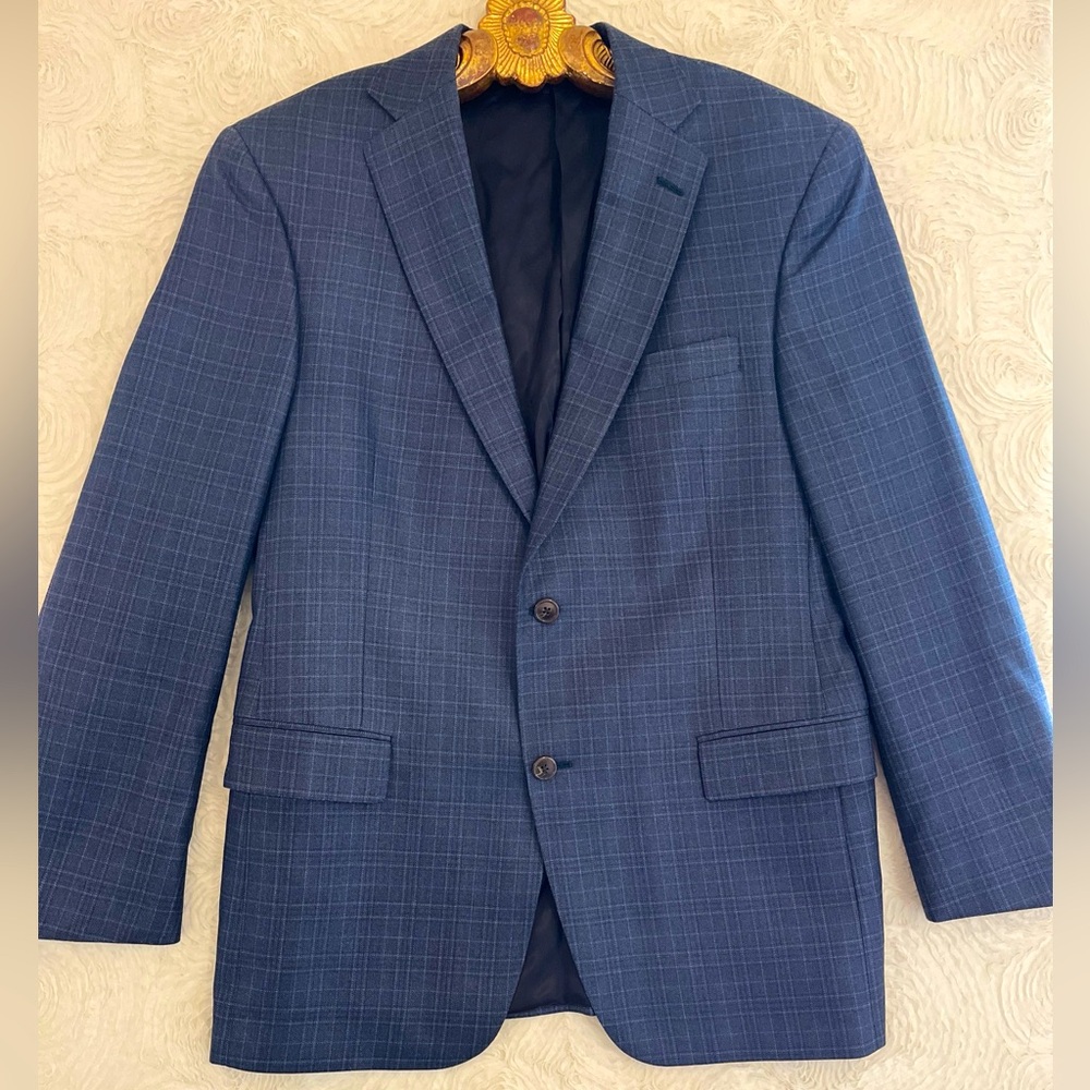 Hart Schaffner Marx Nordstrom Blue Check Tailored Wool Sport Jacket Blazer 42R